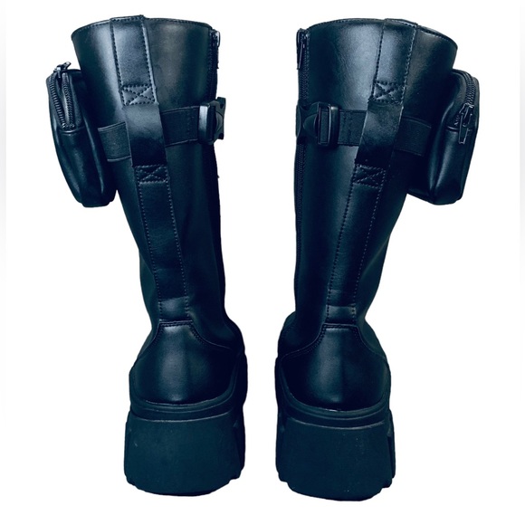 Hi Liace Up Calf Boot//Faux Leather with Pocket Detail - Picture 3 of 5